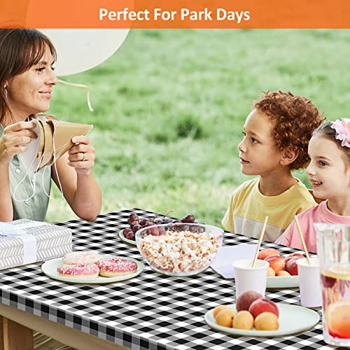 8.5ft Picnic Table and Bench Cover, Camping Essentials RV Gear, 102 in Waterproof Windproof Outdoor Elastic All Around Tablecloth, Fitted Rectangle Tables and Seats, Black-White Checkered - color: Black-white Checkered, size: 102"