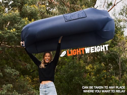 WEKAPO Inflatable Couch Air Lounger Chair - Camping & Beach Accessories, Portable Blow up Sofa for Hiking, Lawn, Indoor/Outdoor Movies & Music Festivals. Lightweight and Easy to Set Up Air Hammock - color: Navy