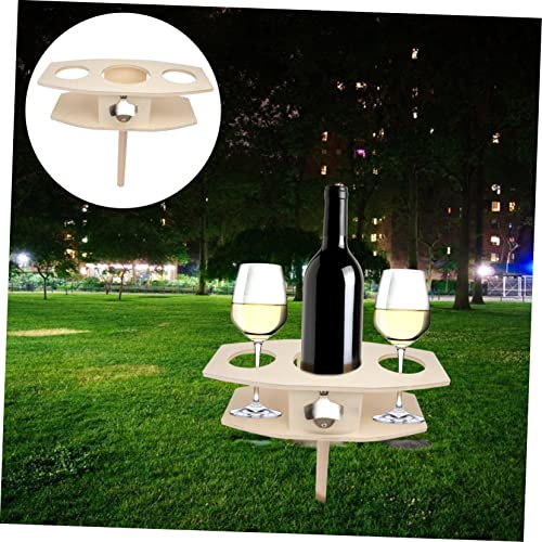 GLEAVI 1Pc Detachable Wooden Beer Stake Outdoor Wine Rack for Picnics Camping Concerts Khaki Color Elevates Drinks Keeps Them Stable Above Ground