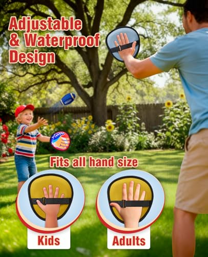 JoyCat Football Toss and Catch Ball Game for Kids, 4 Paddles & 4 Soft Footballs, American Football Training Set for Backyard Beach, Sports Outdoor Toys Birthday Gift Idea for Boys Girls Ages 3-12 - style: 4 Paddles 4 Balls(Football)