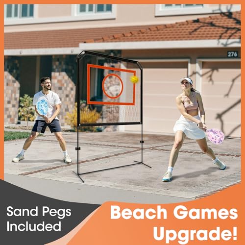Portable Pickleball Net – Regulation Size Outdoor & Indoor Paddle Game Set with Ball Catch Net & Removable Target – Heavy Duty Steel Frame, Carry Bag – Family Fun for Backyard, Park, Beach - color: Orange;