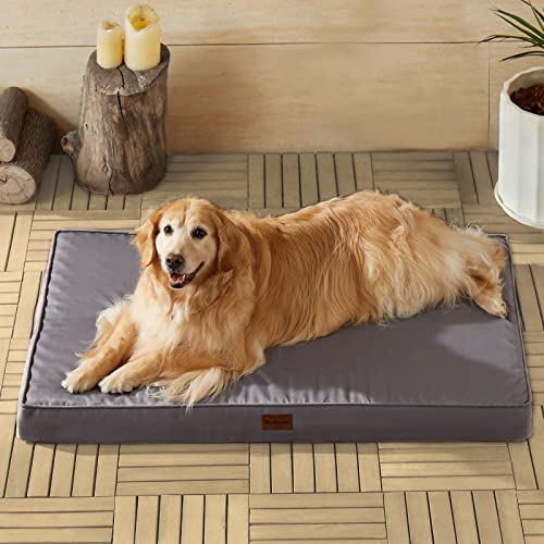 BFPETHOME Outdoor Dog Beds for Large Dogs, Waterproof Dog Bed for Medium, Large, Extra Large Dogs, Orthopedic Pet Bed with Removable Washable Cover, Egg Crate Foam Pet Bed Mat. (47 x 29 in, Grey) - color: Grey, size: 47.0"l X 29.0"w X 3.5"th