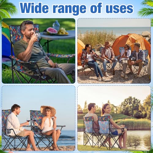 4 Pcs Folding Camping Chairs with Tropical Pattern Portable Outdoor Chairs with Armrests & Carry Bags, Travel Lightweight Installation-Free Chair for Camping, Picnic & Beach(Floral Jungle) - style: Floral Jungle