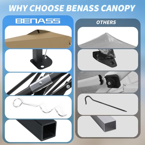 8x8 Pop Up Canopy, Easy Up Canopy Tent, Heavy Duty Tents for Parties, One Person Set Up Event Tent, Khaki - color: Khaki, size: 8x8