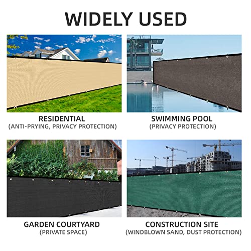 Privacy Fence Screen 8' x 11', 90% Blockage Heavy Duty 170 GSM Fencing Mesh Net Cover for Outdoor Wall Garden Yard Backyard Cable Zip Ties Included Sand-We Make Custom Size - color: Sand, size: 8X11 FT - Custom Sizes