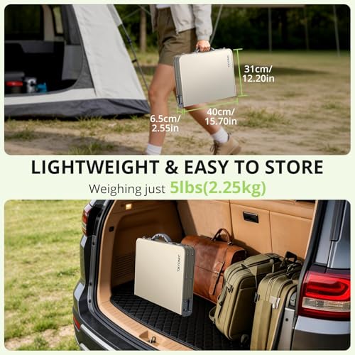 2ft Plastic Folding Camping Table, 3 Adjustable Height Waterproof Small Folding Table Lightweight & Portable with Carry Handle for Outdoor Camping RV Travel Picnic Beach, 22.8" X 15.7", White - color: White