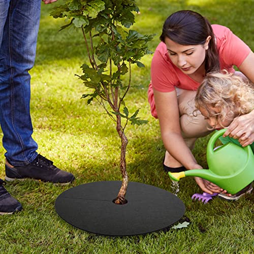 6 Pack 12 inch Non-Woven Tree Mulch Ring, Tree Weed Barrier Mat, Tree Protection Weed Block Mulch Landscape Fabric Plant Cover for Weed Control