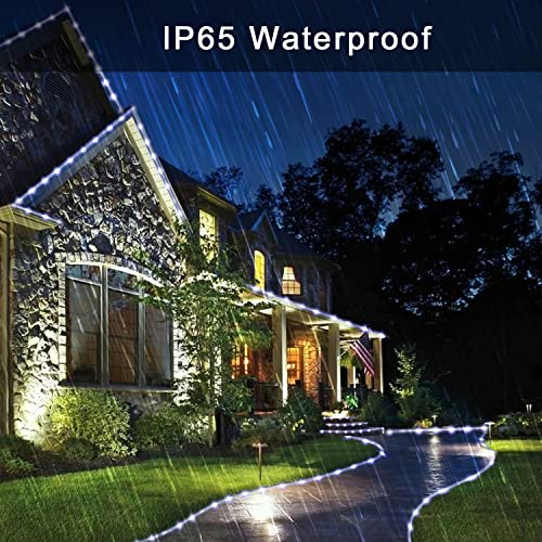 JMEXSUSS 200 LED Solar Rope Lights for Pool, 72ft 8 Modes Solar Rope Lights Outdoor Waterproof LED Solar Powered Rope Tube Fairy Lights for Fence,Gazebo,Yard,Walkway,Path,Garden Decor(White) - color: White, size: 200 LED