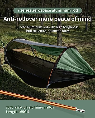 Camping Hammock Tent with Mosquito Net and Sunshade, Extra Large for 2 Person, Lightweight Hanging Hammocks Tree Straps, Bivvy Ground Tent for Outside, Hiking, and Travel - color: Hammock-green