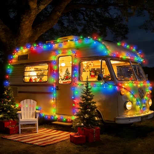 4 Pack Solar String Lights, Total 132Ft 400 LED Solar Powered Twinkle String Lights Waterproof with 8 Lighting Modes Green Wire for Patio Garden Party Yard Wedding Decors (Multicolor) - color: Multicolor