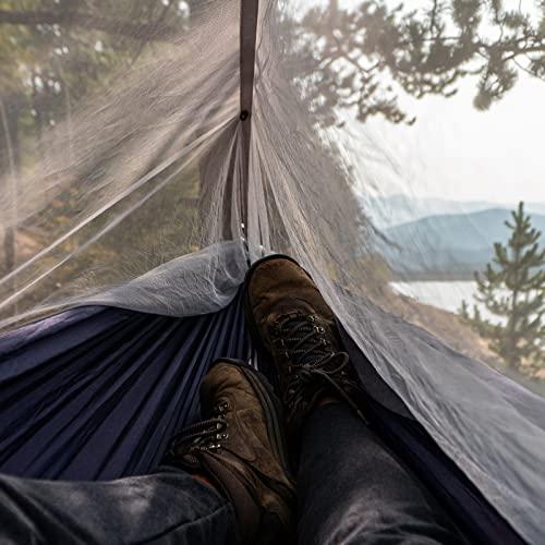 Sunyear Hammock Camping with Rain Fly Tarp and Net, Portable Camping Hammock Double Tree Hammock Outdoor Indoor Backpacking Travel & Survival, 2 Tree Straps,100% Waterproof - color: Black（no Rain Fly）, size: 55"W*106"L