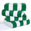 American Soft Linen Cabana Striped Beach Towels, 30x60 inch 4 Piece Oversize Pool Towels, Quick Drying Sand Free Swim Towels, Moss Green - color: Green