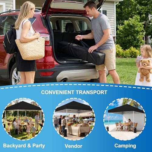 SANWAY 10x10 Pop Up Canopy Tent, One Push Setup, Heavy Duty Portable for Beach Camping Parties with Vents - Black - color: Black