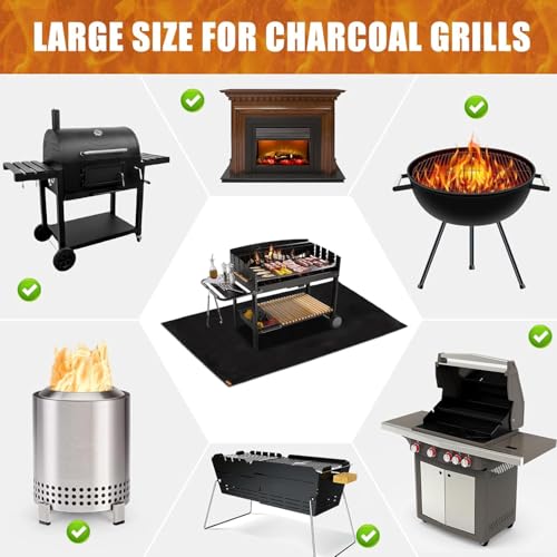 Under Grill Mats for Outdoor Grill – 5 Layer Fireproof Waterproof Oil-Proof, BBQ Mat for Deck, Patio, Fireplace (3 Layer/48x30) - size: 3 Layer/48x30
