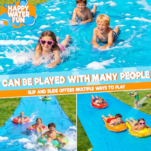40 * 7Ft Extra Long n Width Slip Water Slide, Heavy Duty Lawn Water Slides and 3 Bodyboards 6 Stakes, Summer Outdoor Water Toys for Kids Teens and Adults Backyard Beach Swimming Pool Party - style: 40Ft Extra Long Water Slide