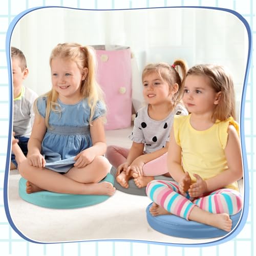Juexica 8 Pcs Extra Thick Flexible Seating Floor Cushion Assorted Colored Floor Pillow Classroom Seat Cushion Soft Classroom Seating for Kid Learning(Blue Series,13.8 x 13.8 x 2 Inch,Round) - color: Blue Series