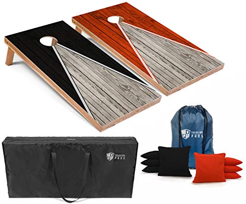 Tailgating Pros Lightweight Pyramid Design Cornhole Board Set w/LED Ring Lights - 4'x2' Regulation Cornhole Game - color: Black/Orange