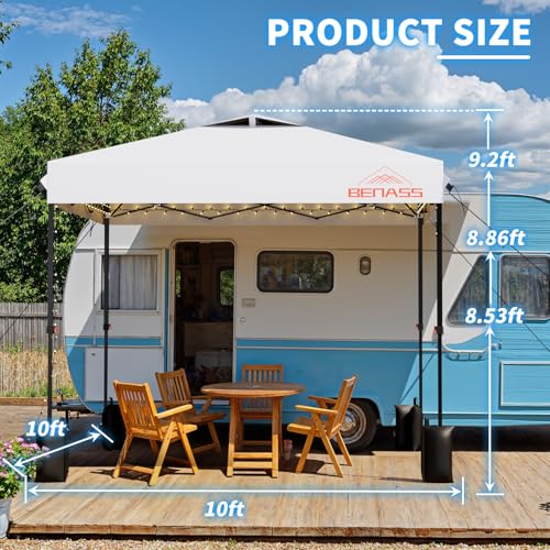 10x10 Pop Up Canopy, Easy Up Canopy Tent, Heavy Duty Tents for Parties, One Person Set Up Event Tent, White - color: White, size: 10x10