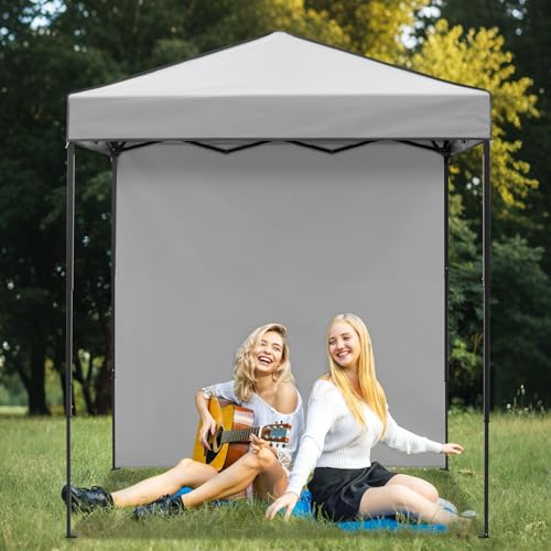 EAGLE PEAK 6x4 Instant Pop Up Canopy Tent with 1 Side Wall Panel, Straight Leg Sun Shelter, Portable Canopy with Carry Bag for Camping, Beach & Sports, Gray - color: Gray, size: One Wall
