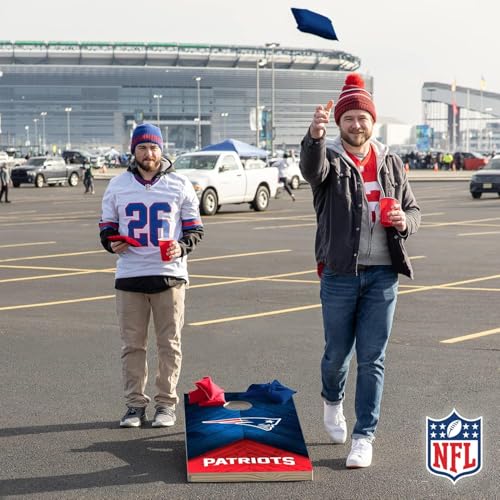 Wild Sports NFL New England Patriots 2' x 4' Regulation Size Solid Wood Cornhole Set with Direct Print HD Team Graphics