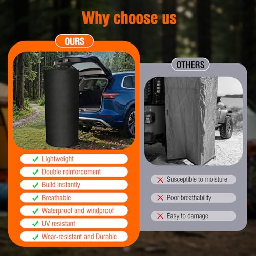 2026 Upgraded Portable Changing Room Tent - Instant Pop Up Privacy Pod with Upgraded Strong Suction Cups for SUV Liftgate, Heavy Duty 300D Fabric for Camping, Shower, Beach and Toilet Stall