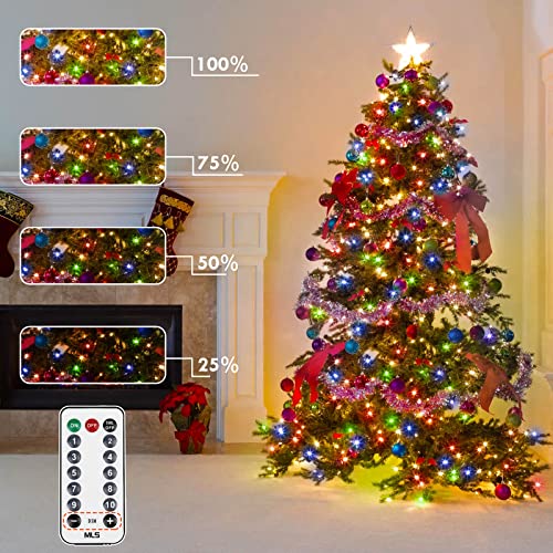 75.8 FT 200 LED Color Changing Christmas String Lights with Remote & Timer & Memory Function, 9 Lighting Modes Waterproof Twinkle Lights for Xmas Tree Holiday Party Garden (Cool White & Multicolor) - color: Cool White & Multicolor, size: 200LED