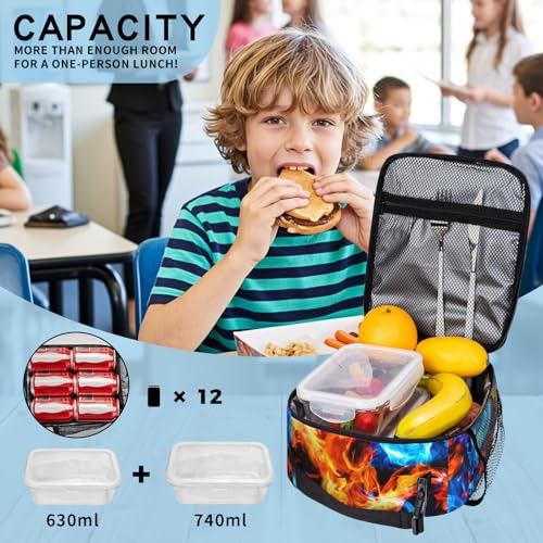 Boys Lunch Box for School Insulated Lunch Bag for Boys Girls Cool Skull Game Reusable LunchBag for School Work Office Picnic Hiking Beach Portable Lunchbox with Adjustable Strap For boys 8-12 teenager - color: two skull game