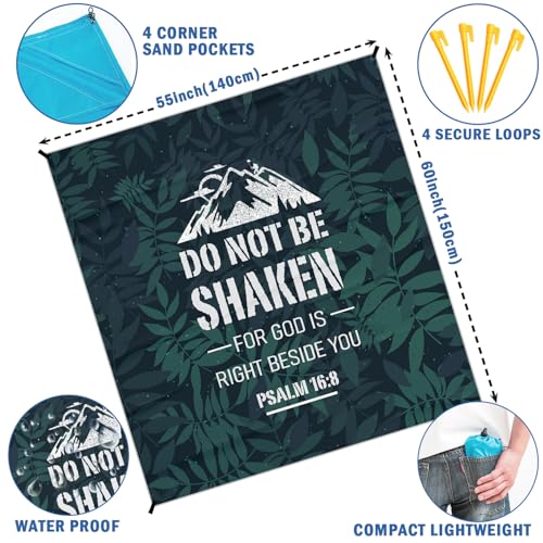 Camping Tracks Pocket Picnic Blankets, Camp Mini Beach Camping Blanket Waterproof Sandproof, Rustic Green Leaf RV Outdoor Picnic Blanket Mat Gifts for Camper Campsite Travel Hiking 55x60in - color: Shaken