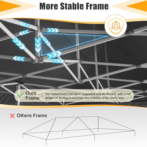 HOTEEL Tents for Parties 10x30 Pop Up Canopy Tent Heavy Duty with 8 Sidewalls, Commercial Party Tent Event Wedding Instant Canopy Waterproof with Carry Bag, UV 50+, Thicked Hexagonal Legs, Black - color: Black, size: 10x30FT (+8 Walls)