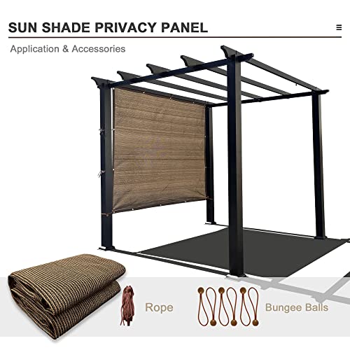 Sun Shade Privacy Panel with Grommets on 4 Sides for Patio, Awning, Window Cover, Pergola or Gazebo (Mocha Brown, 8' x 8') - color: Mocha Brown, size: 8' x 8'
