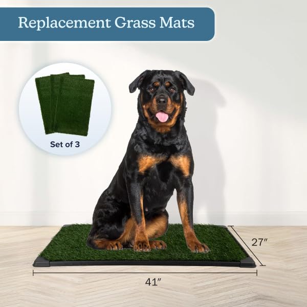Artificial Grass Puppy Pee Pad for Dogs and Small Pets - Set of Three 41x27 Inch, Reusable 4-Layer Turf Pads for Dogs - Indoor and Outdoor Fake Grass Potty Pet Supplies by PETMAKER - size: Xxl 4-layer Replacement Pads