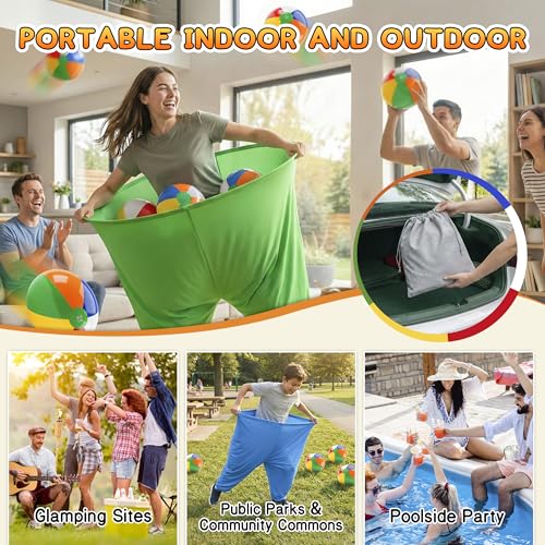 Granny Pants Yard Game, Granny Pants Outdoor Party Game, with Bouncy Balls, Storage Bag & Air Pumps – Funny Easter Lawn Games for Adults, Groups, Backyard Party & Family Gatherings - color: Green+Blue