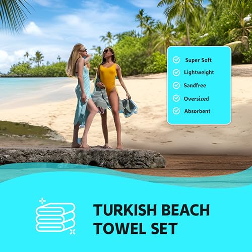 HAVLULAND Turkish Beach Towels, Oversized 40"x72" Turkish Bath Towel, Highly Absorbent Quick Dry Sand Free Beach Towels, Lightweight Pool Travel Camping Picnic Blanket - Pink - color: Pink