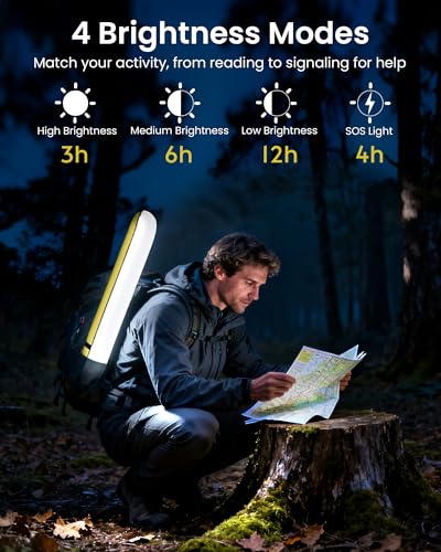 24" Inflatable Solar Camping Lantern,Magnetic LED Tube Light with USB-C 2000mAh Phone Charger,IP66 Waterproof TPU Tent Light for Hurricane Emergency,Backpacking & Off-Grid Survival (Green) - color: Green, size: 24in