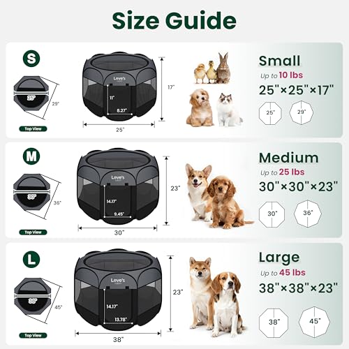 Love's cabin Pet Puppy Dog Playpen, Large Dog Tent Crates Cage Indoor/Outdoor, Portable Playpen for Cat, Foldable Pop Up Dog Kennel Playpen with Carring Case, Removable Zipper Top, Dark Grey - color: Dark Grey, size: 38.0"L x 38.0"W x 23.0"H
