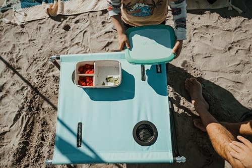 Neso Beach Table - Lightweight, Portable and Foldable Table for Beach, Camping and Outdoor Adventures - Stable Surface - with Cup Holder for Drinks and Phone Pockets - Seafoam - color: Seafoam
