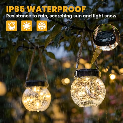 ROSHWEY 4 Pack M Size Solar Lantern Gifts for Women, Hanging Garden Decor Solar Lights Outdoor Waterproof with 15 LED for Halloween Christmas Easter Gift - size: M Size, 4 Pack