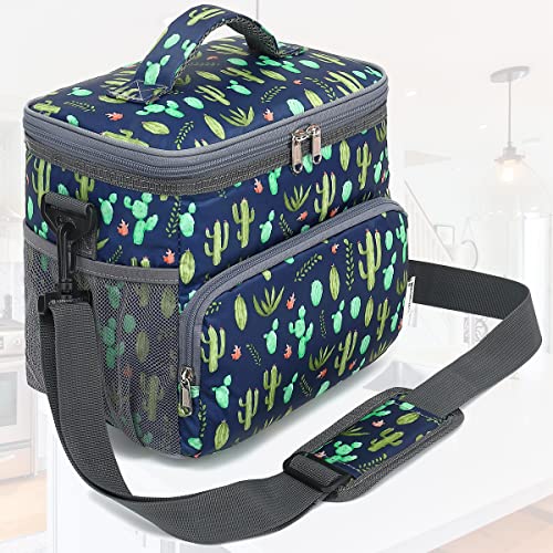 GYEUKHAM Insulated Reusable Lunch Bag Adult Large Lunch Box for Women and Men with Adjustable Shoulder Strap,Front Zipper Pocket and Dual Large Mesh Side Pockets,Cactus - color: Cactus