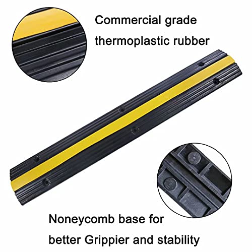 Rubber Cable Ramp Cord Cover Cable Protector Ramps Wire Hose Protective 1 Channel 22000Lbs Load Capacity Traffic Speed Bump for Asphalt Concrete Gravel Driveway Indoor Outdoor, 4 Pack - color: 4 pack