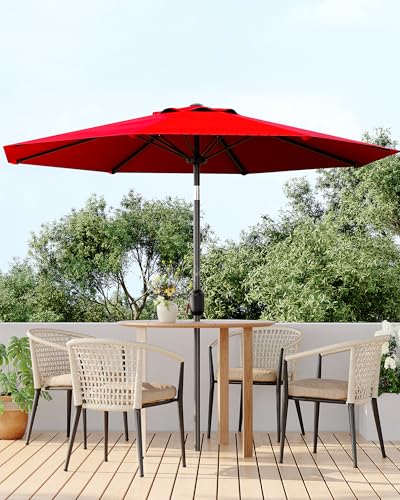 GarveeLife Outdoor Patio Umbrella, Table Market Umbrella with Push Button Tilt and Crank, 8 Sturdy Ribs UV Protection Waterproof for Garden, Deck, Backyard, Pool
