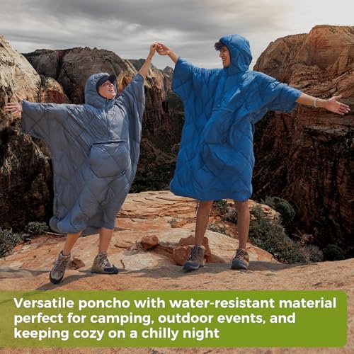 ATEPA Wearable Sleeping Bag, Recycled Water-Resistant Camping Blanket Poncho, Ultralight Packable Stadium Blanket for Outdoor - color: Black