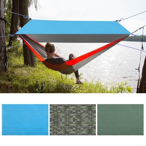 Tent Tarp Waterproof Sun Shade Shelter 210T Polyester Rain Fly with 6 Tie Points for Camping Hiking Picnic Beach for Hammock-Awning Cover, 100X145cm(Camouflage)