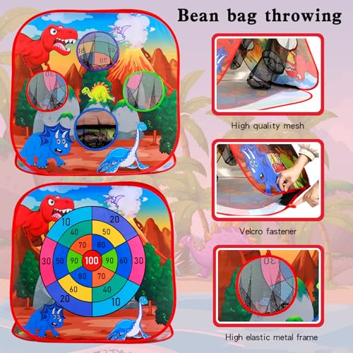 Bean Bag Toss Game Sets for Kids-3-in-1 Corn Hole Games for Kids,Kid Cornhole Game Set,Outside Backyard Outdoor Indoor Party Family Bean Bags Kid Tossing - color: Dinosaurs