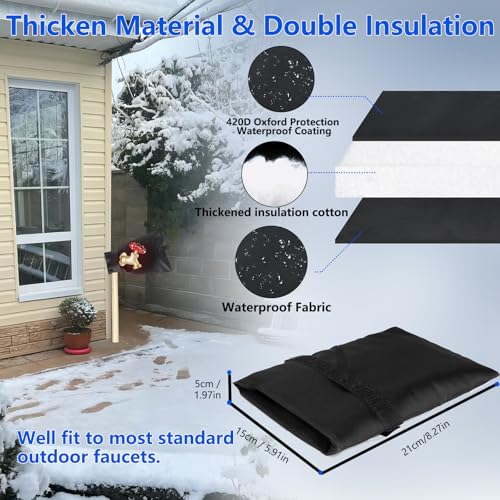 Outdoor Faucet Covers 4Pack 8.5″x5.9″x1.9″ Thicker Hose Bib Insulation Cover Waterproof & Frost Free Outside Spigot Cover Bag Insulated Covers - color: Original black-4pc