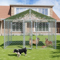 10 FT Large Outdoor Dog Kennel with Roof Heavy Duty Dog Kennel House, Galvanized Chain Link Dog Runs Pet Playpen with Waterproof UV-Resistant Cover and Secure Lock - size: 118.0"L x 118.0"W x 183.0"H