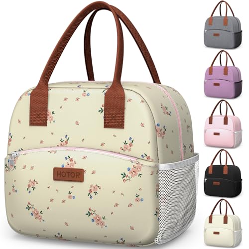 HOTOR Lunch Bag for Women & Men - Wear-Resistant Insulated Lunch Box with Large Capacity, Multi-Functional Cooler Bag for Office, Picnic, Blossom Beige, 12L, 12.20" x 6.30" x 10.20" - color: Blossom Beige, size: 12L