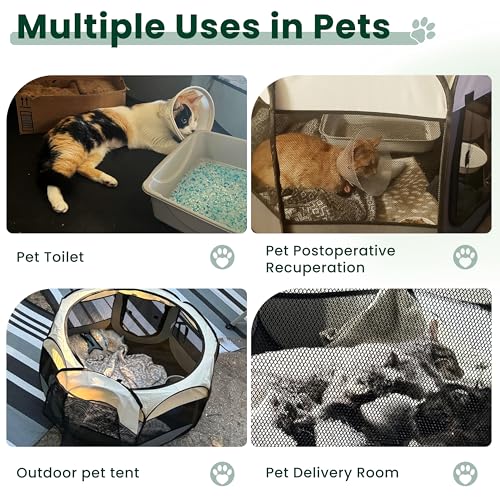Love's cabin Pet Puppy Dog Playpen, Medium Dog Tent Crates Cage Indoor/Outdoor, Portable Playpen for Cat, Foldable Pop Up Dog Kennel Playpen with Carring Case, Removable Zipper Top, Brown - color: Brown, size: 30.0"L x 30.0"W x 23.0"H