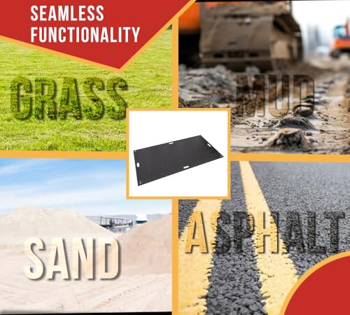 Mytee Products Ground Protection Mats - Black 4′ x 8′, Heavy Equipments Mats, Temporary Roadway Matting, Diamond Plate Tread and Smooth Surface - color: Black (Smooth), size: 1 - Pack