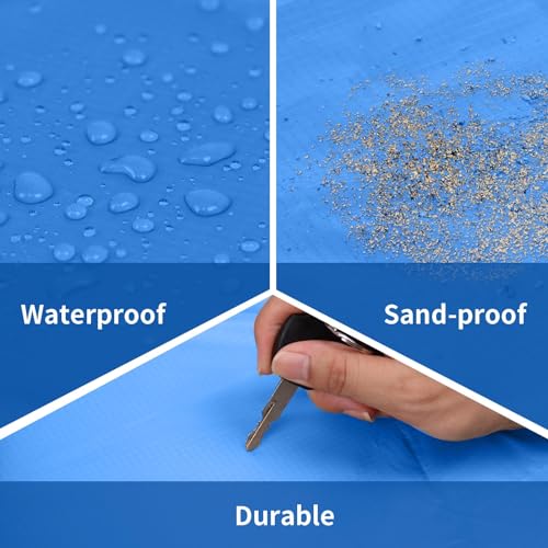 Frelaxy Pocket Picnic Blanket, Waterproof Sandproof Beach Mat, Compact Camping Tarp for Festivals, Hiking, Travel, Outdoor Recreation (Blue, 57'' x 71'') - color: Blue, size: 57'' X 71''