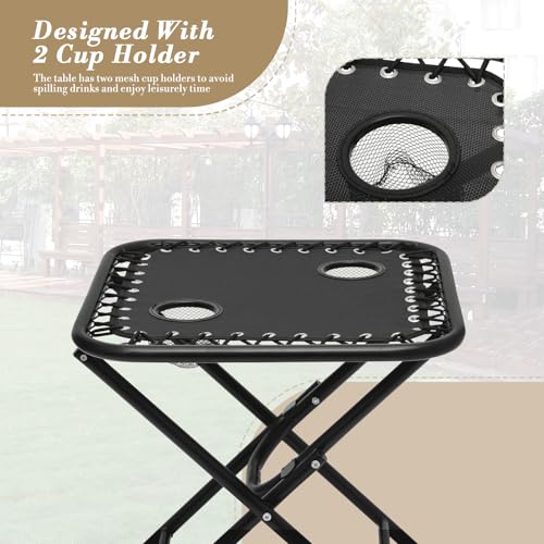 Athena Collection Zero Gravity Outdoor Lounge Chair Set of 2 with Side Table, 25" Width Pool Lounge Lawn Chairs Reclining with Cup Holder, Outdoor Chaise for Beach Patio Backyard Outside, Black - color: Black, style: 25" Width
